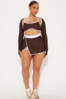 Conjunto Activo Bolero de 3 Piezas en Chocolate