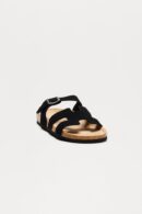 Sandalias Deslizables con Detalle de Corcho y Hebilla