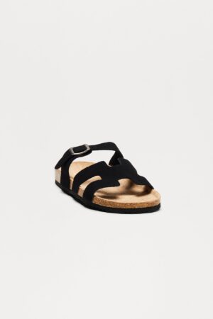 Sandalias Deslizables con Detalle de Corcho y Hebilla