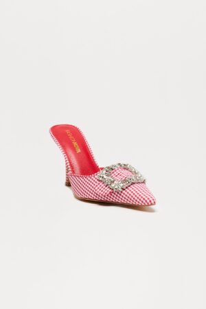 Stilettos Rojo y Blanco con Detalles en Cuadros Vichy