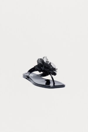 Sandalias Planas con Detalle de Flor 3D y Puntera Cuadrada