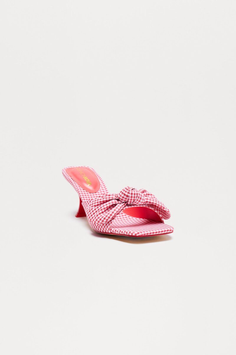 Mules de Cuadros con Detalle de Lazo y Taco Medio - Image 9