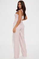 Conjunto de Pantalón y Top Cuadrillé con Botones a Presión