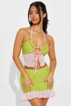 Conjunto de Top Halter y Falda Sweet Blossom - Verde Mix