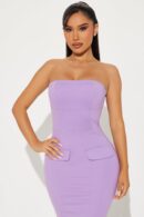 Vestido Maxi Sin Tirantes con Falsos Bolsillos