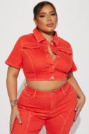 Chaqueta Vaquera Corta en Naranja