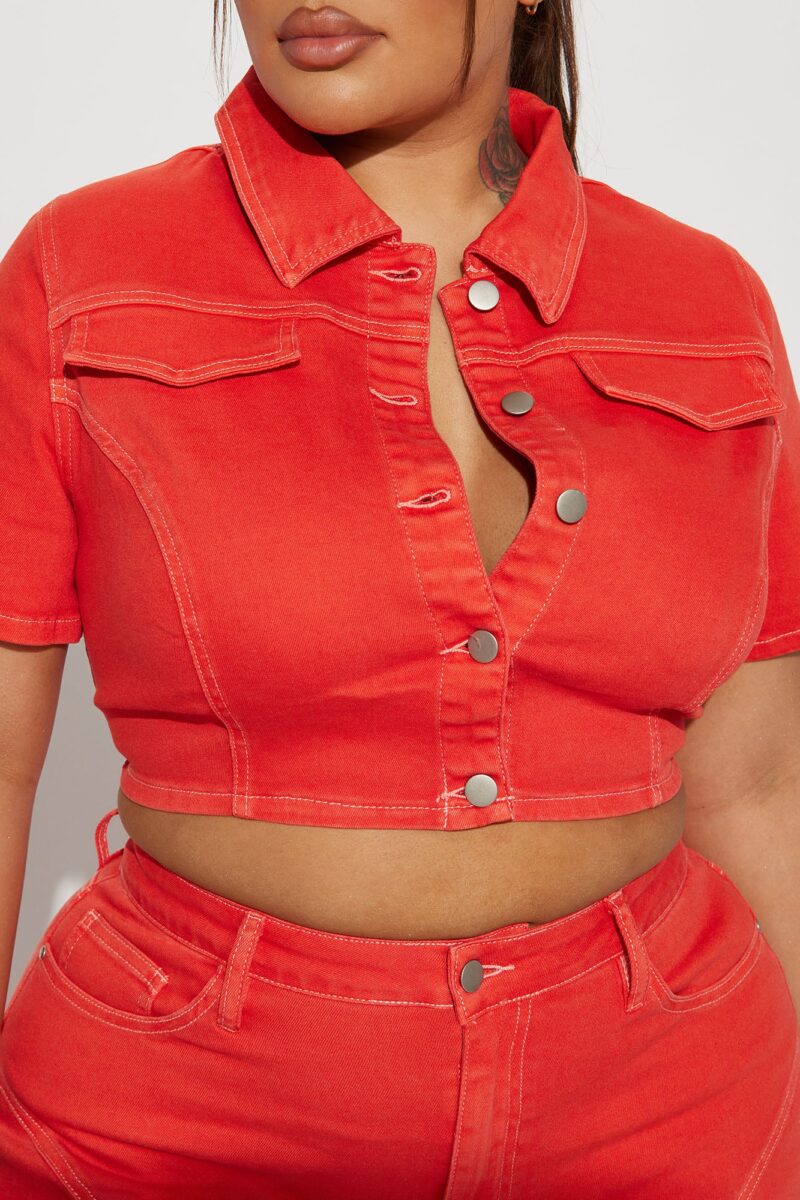 Chaqueta Vaquera Corta en Naranja - Image 6