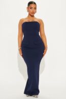 Vestido Maxi Sin Tirantes con Falsos Bolsillos