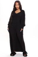 Conjunto Cómodo de 3 Piezas con Leggings - Negro