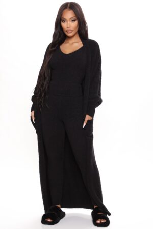 Conjunto Cómodo de 3 Piezas con Leggings - Negro
