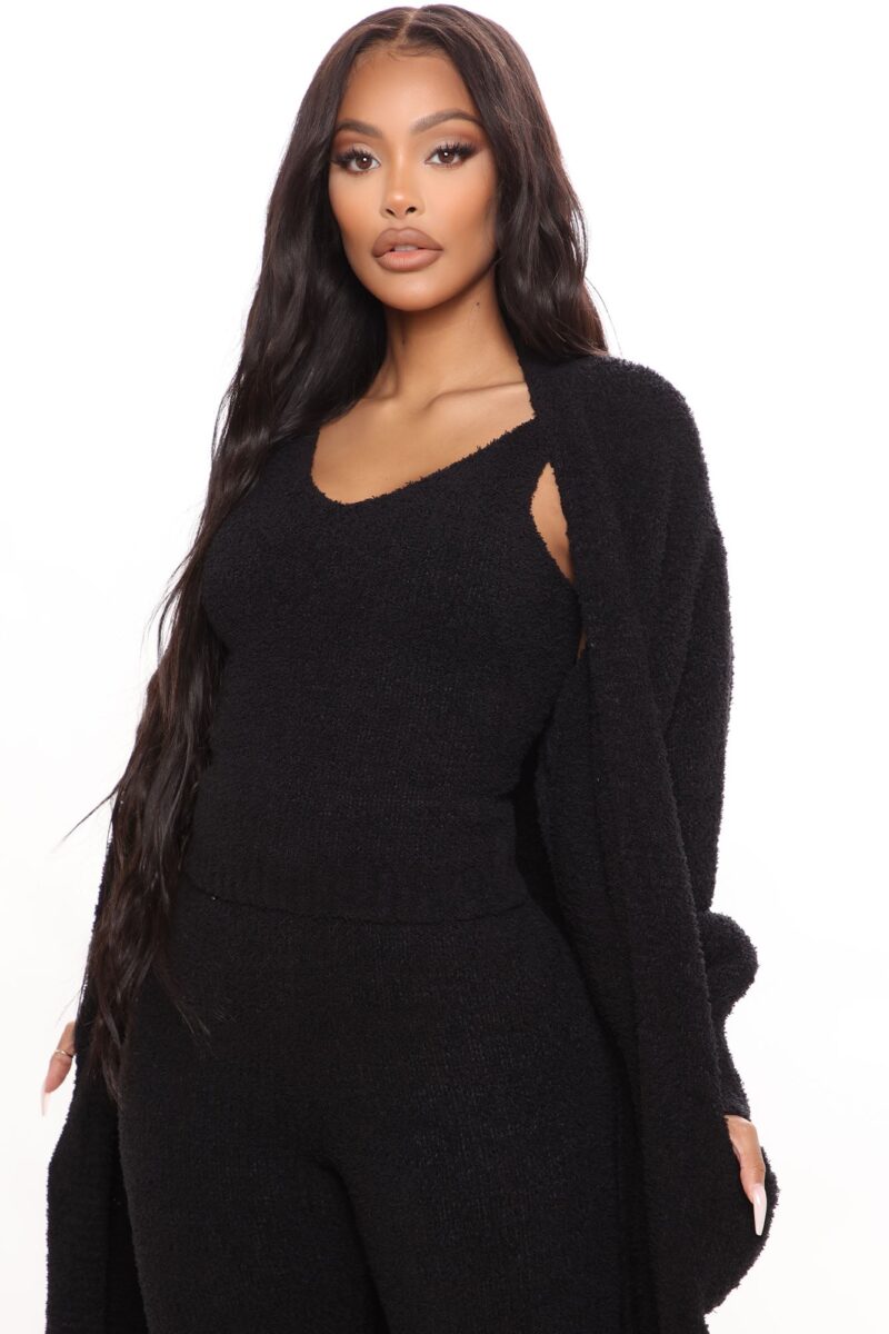 Conjunto Cómodo de 3 Piezas con Leggings - Negro - Image 2