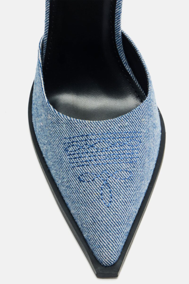 Zapatos de Tacón Alto Puntiagudos en Denim - Image 5