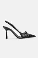 Tacones Slingback de Lunares con Detalle de Moño
