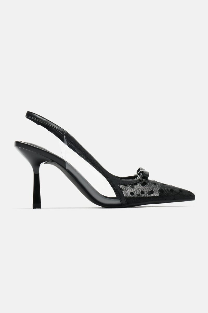Tacones Slingback de Lunares con Detalle de Moño