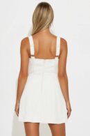 Vestido Mini Tweed de Cuello Cuadrado y Tirantes Ajustables