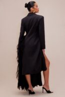Blazer Maxi Vestido de Tul con Detalle de Volantes