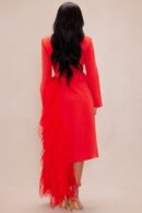 Blazer Maxi Vestido de Tul con Detalle de Volantes