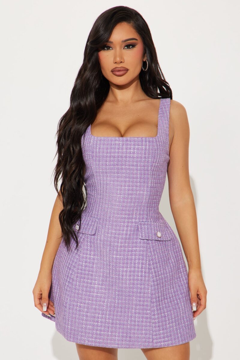 Vestido Mini Tweed de Cuello Cuadrado y Tirantes Ajustables - Image 2