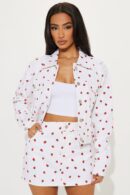 Conjunto Mini Falda y Chaqueta Estampado de Fresas