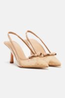 Tacones Slingback de Lunares con Detalle de Moño