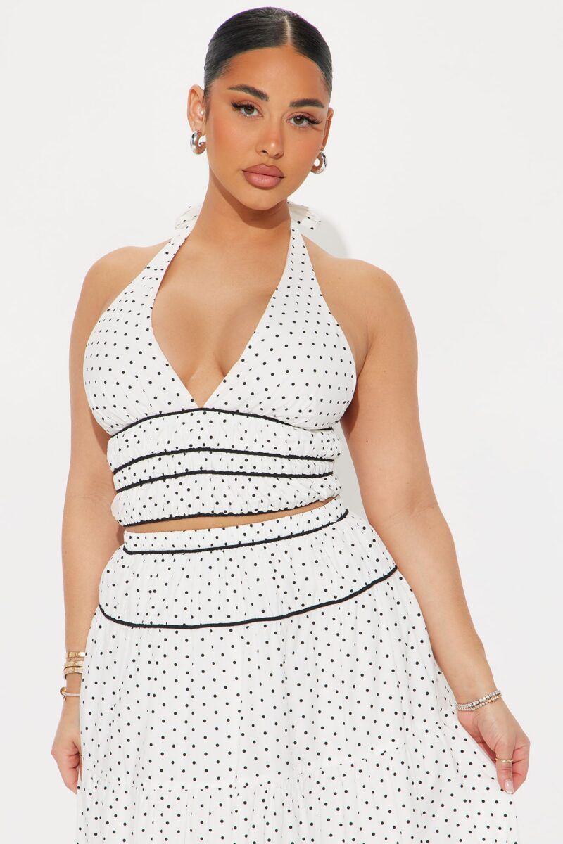 Set de Top Halter y Falda Midi Lunares - Image 2