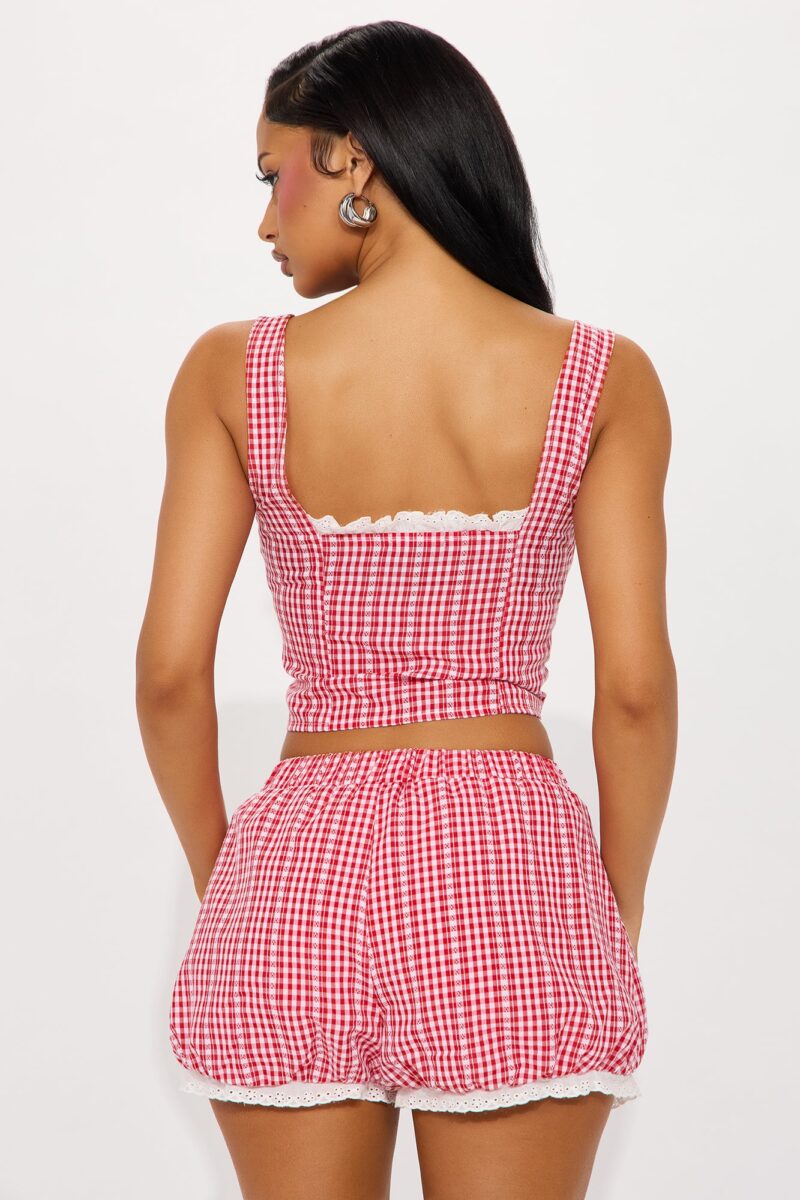 Conjunto de Top Corset y Falda Burbuja en Vichy - Image 3
