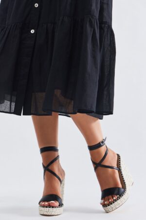 Sandalias de Cuña con Correa Ajustable al Tobillo