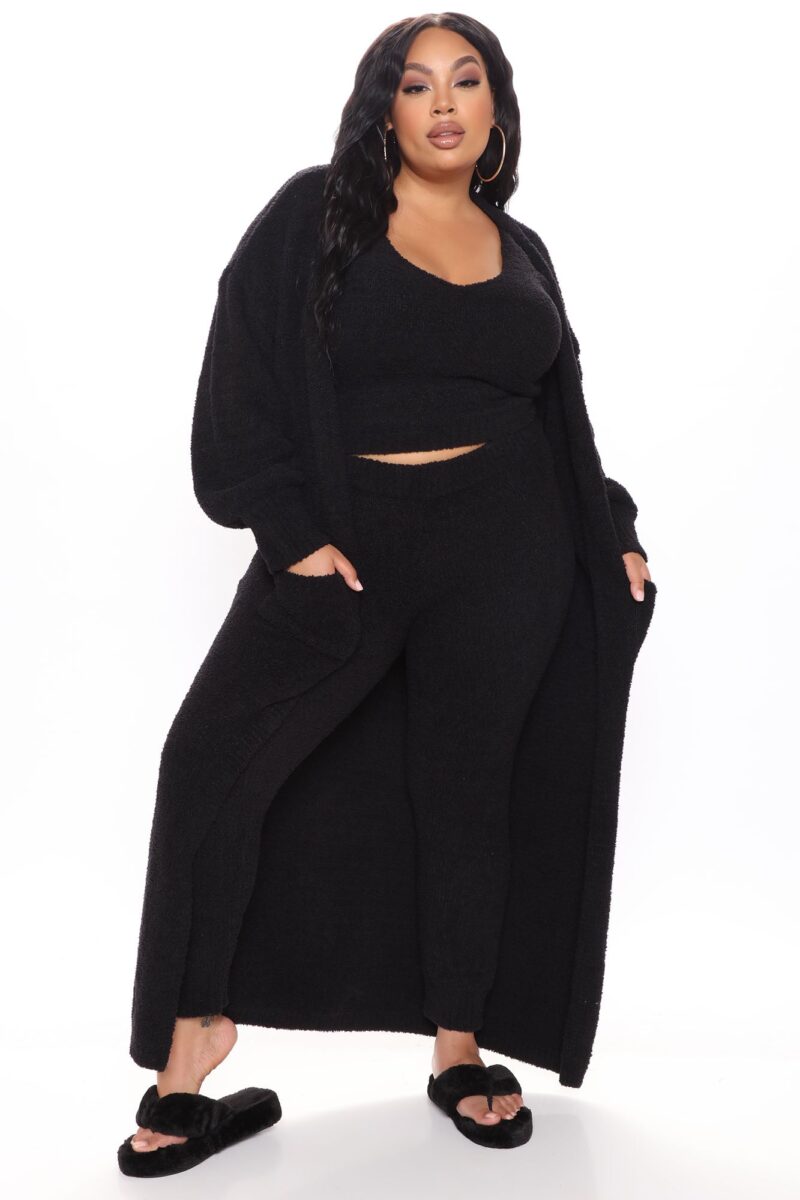 Conjunto Cómodo de 3 Piezas con Leggings - Negro - Image 5