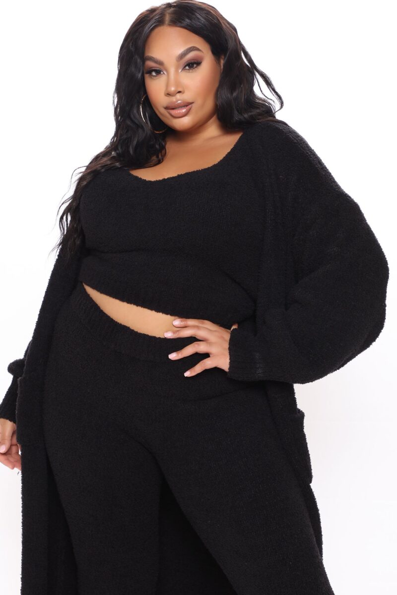 Conjunto Cómodo de 3 Piezas con Leggings - Negro - Image 6