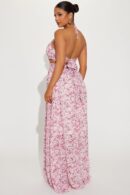Vestido Largo Floral de Chiffón con Cuello Halter