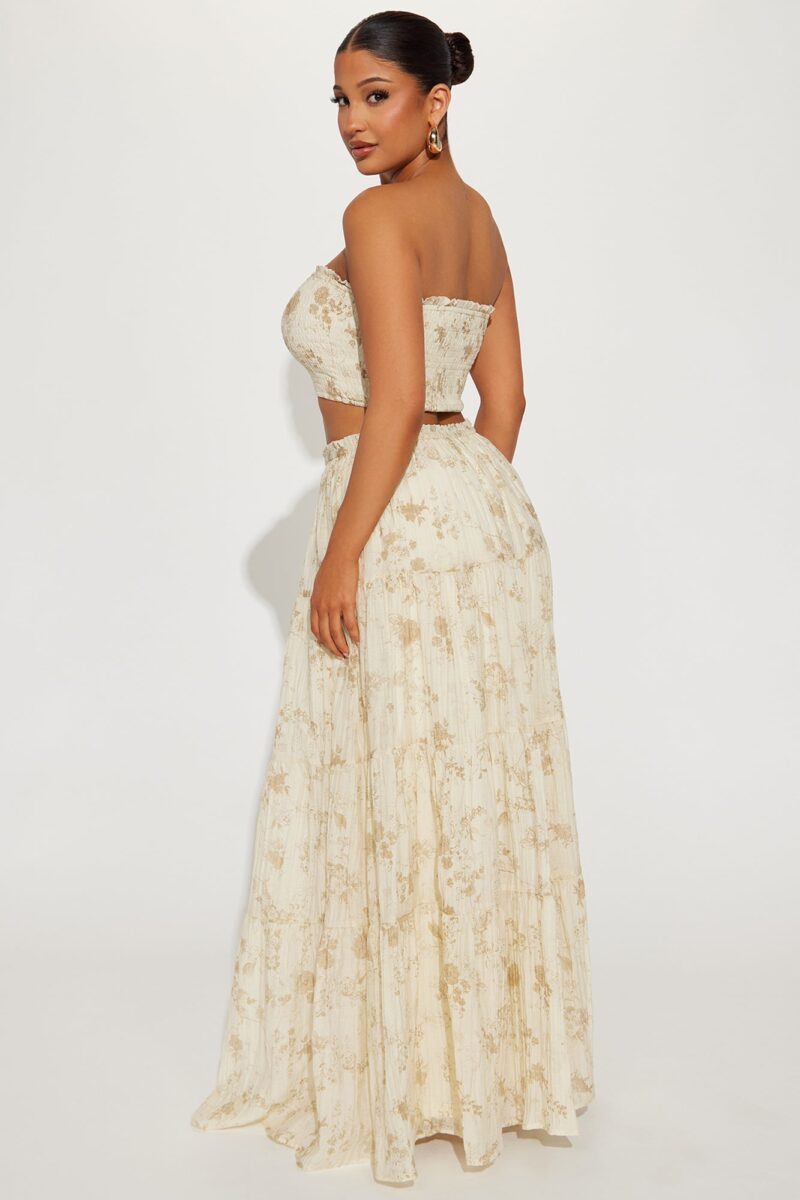 Conjunto de Falda Larga y Top Recogido - Moca/Combinado - Image 3