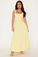 Vestido Maxi Burbuja Sin Mangas con Escote Redondo
