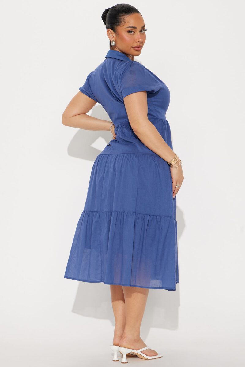 Vestido Midi Stella con Mangas Puff y Botones Frontales - Image 9