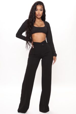Pantalones de Vestir de Pierna Ancha y Cintura Alta