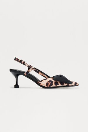 Tacones Gatito con Detalle de Moño - Estampado Leopardo