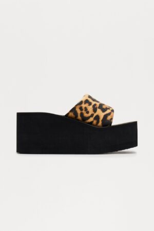 Sandalias Plataforma Estilo Leopardo con Tacón Medio