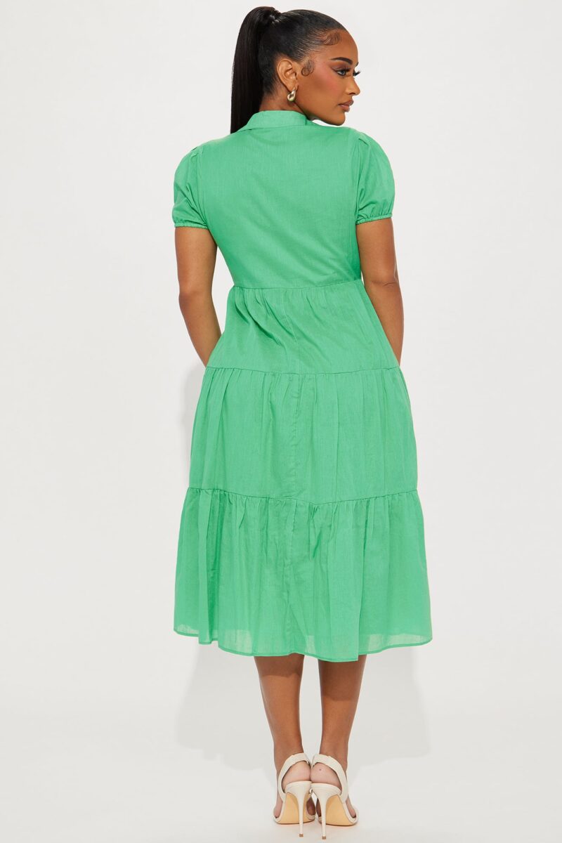 Vestido Midi Stella con Mangas Puff y Botones Frontales - Image 15