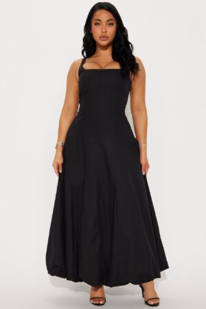 Vestido Maxi Burbuja Sin Mangas con Escote Redondo