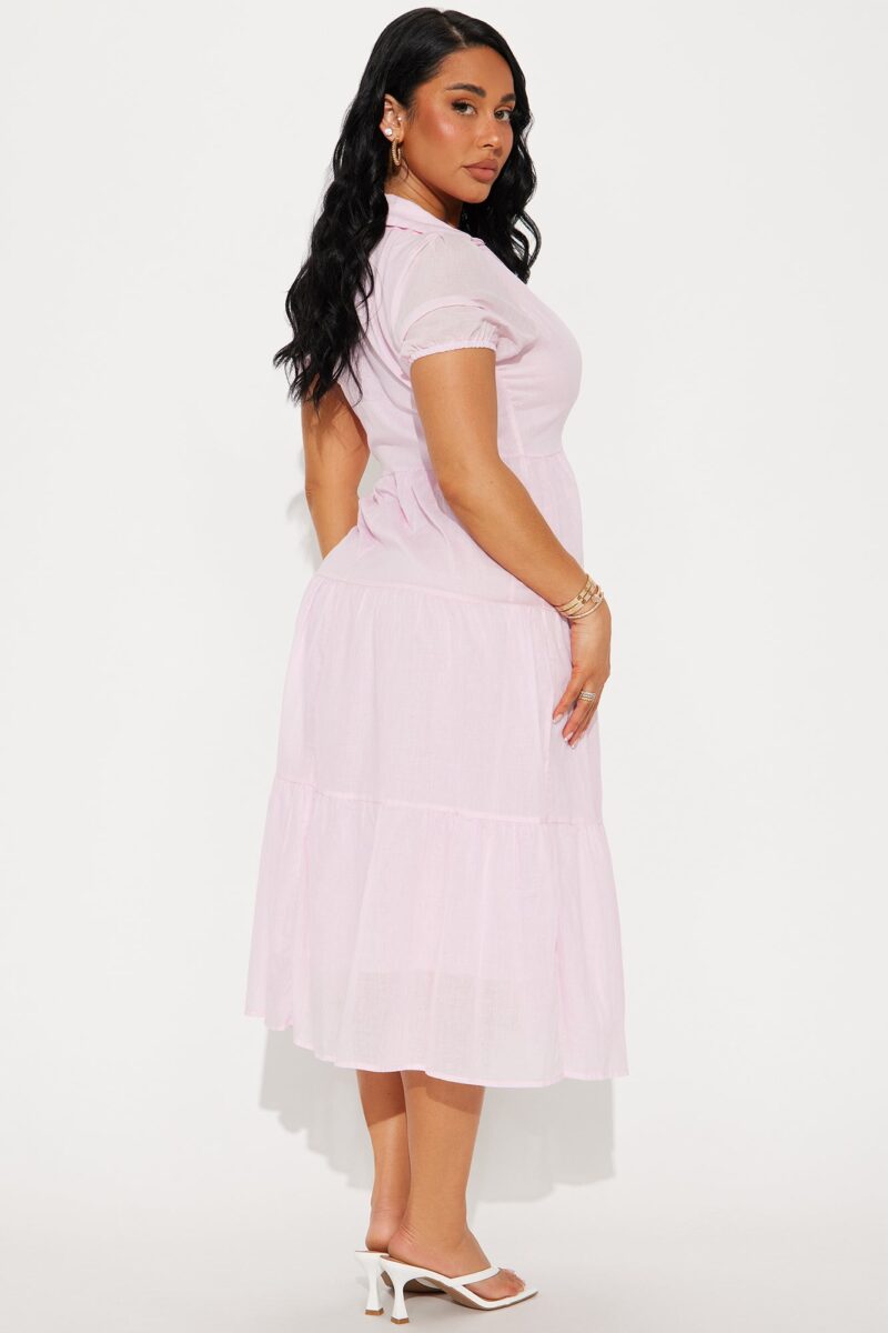 Vestido Midi Stella con Mangas Puff y Botones Frontales - Image 3