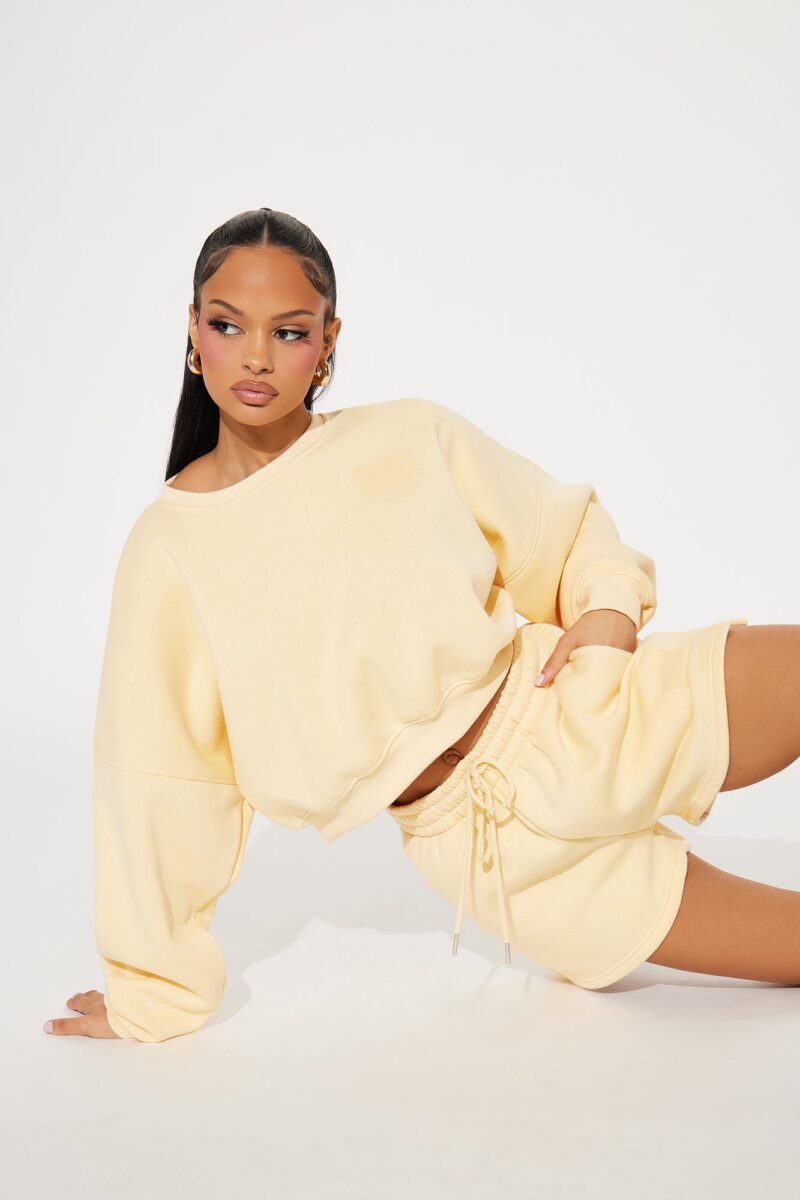 Conjunto de Short y Sudadera de Felpa - Amarillo - Image 11