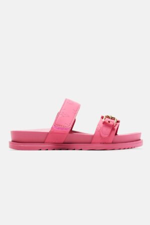 Sandalias de Doble Tira y Hebilla en Rosa Intenso