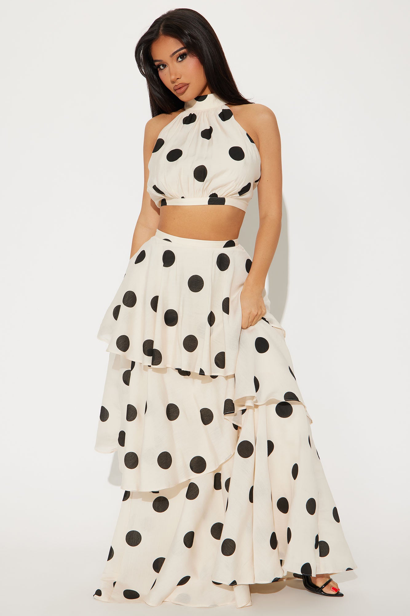 Conjunto Falda Maxi y Top Lunares