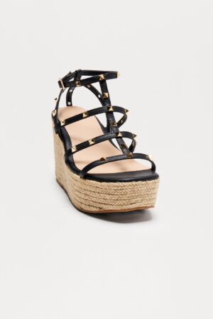 Sandalias de Plataforma con Detalles de Tachas y Suela de Yute
