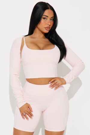 Juego de Ropa Deportiva 3 Piezas con Short - Rosa Suave