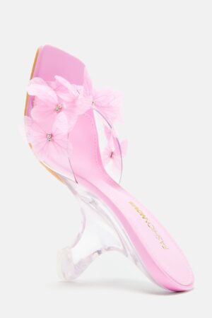 Sandalias de Cuña con Flor 3D y Punta Cuadrada