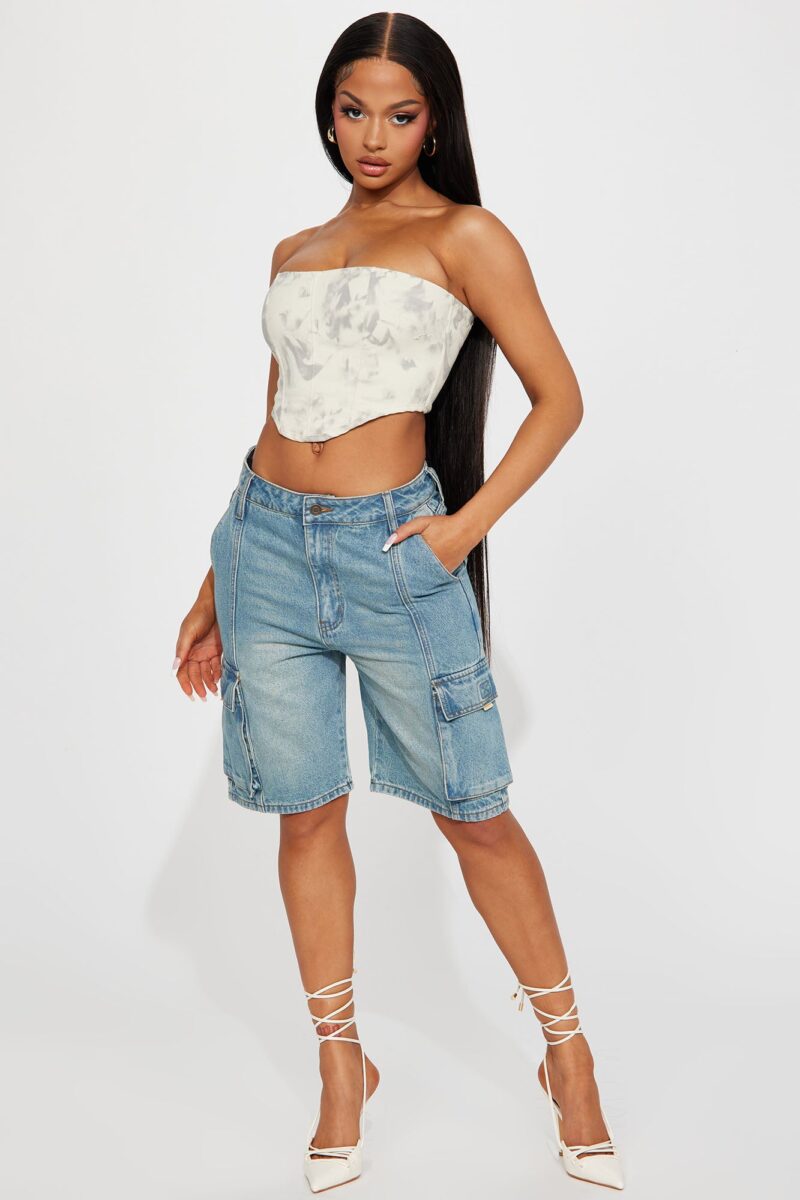 Shorts de Cargo Denim Cameron - Lavado Medio - Image 2