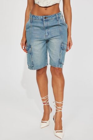 Shorts de Cargo Denim Cameron - Lavado Medio