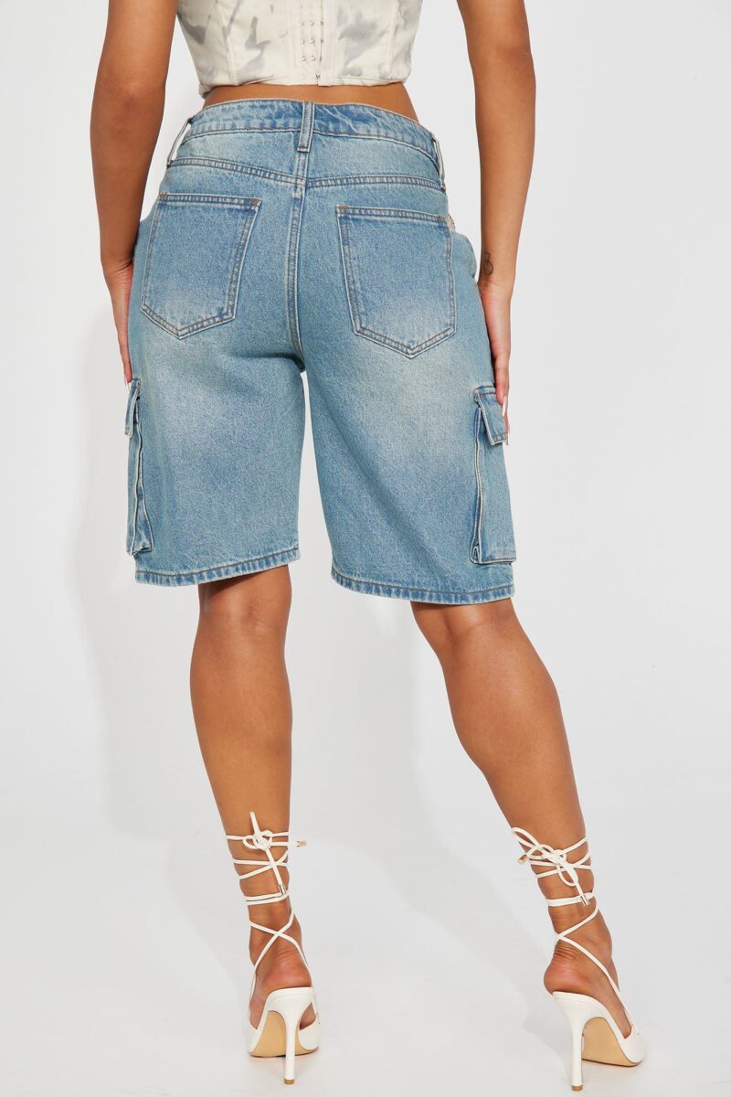 Shorts de Cargo Denim Cameron - Lavado Medio - Image 3