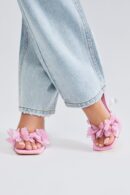 Sandalias de Cuña con Flor 3D y Punta Cuadrada