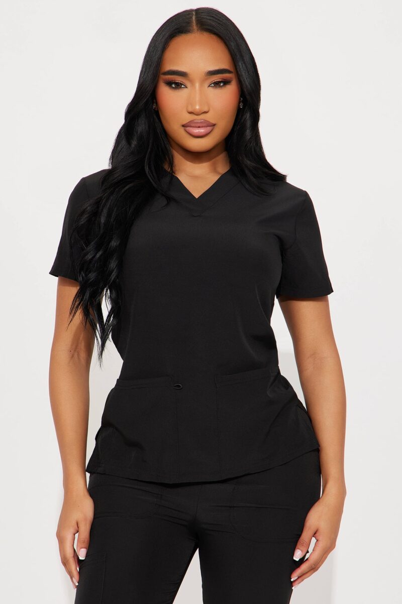 Uniforme Médico Elástico de 4 Vías con Bolsillos Cargo - Negro - Image 2
